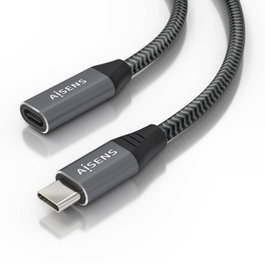 Aisens Cable USB 3.2 Gen 2x2 Aluminio 20Gbps 8K@30Hz 100W USB-C Macho a Hembra Gris 0,5m