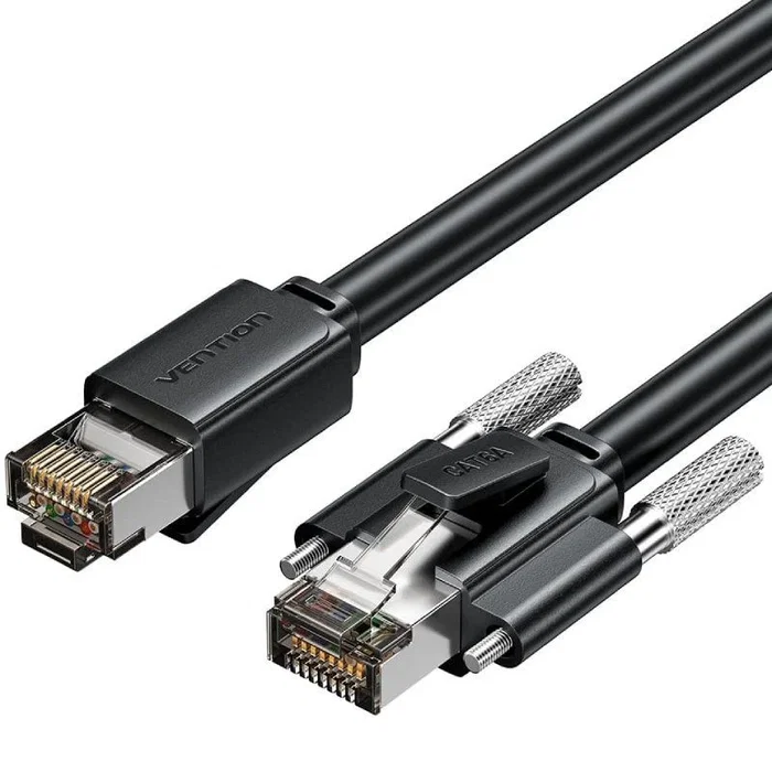 Vention Cable Ethernet Industrial RJ45 SFTP Cat6A 8m 26AWG 10Gbps - Cable de Red para Cámara y Equipos Industriales, Negro