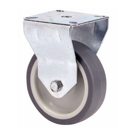 Ruedas Alex Rueda Fija Gris con Placa y Eje Liso, Carga Máxima 40 kg, Ø 5 cm