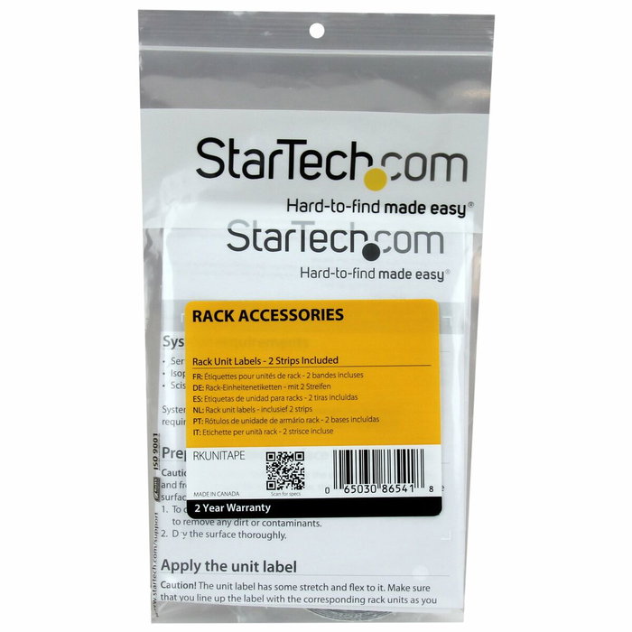 StarTech Etiquetas para Unidades de Rack hasta 52U Paquete de 2 StarTech Etiquetas para Unidades de Rack hasta 52U Paquete de 2