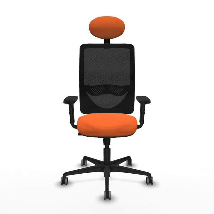 PIQUERAS Y CRESPO Silla de oficina Zulema con mecanismo Sincro, Tela Naranja y Malla Negra PIQUERAS Y CRESPO Silla de oficina Zulema con mecanismo Sincro, Tela Naranja y Malla Negra