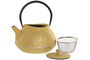 DKD Home Decor Tetera Oriental Hierro Colado Inox Amarillo Turquesa 1.2L (2 Unidades) 16x19x18 cm