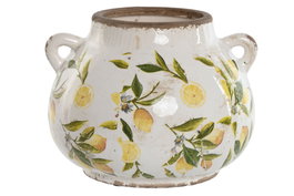 DKD Home Decor Jarrón de Gres Limones Amarillo