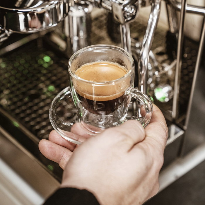 La Pavoni Set de 6 Tazas de Espresso con Platos en Cerámica Blanca
