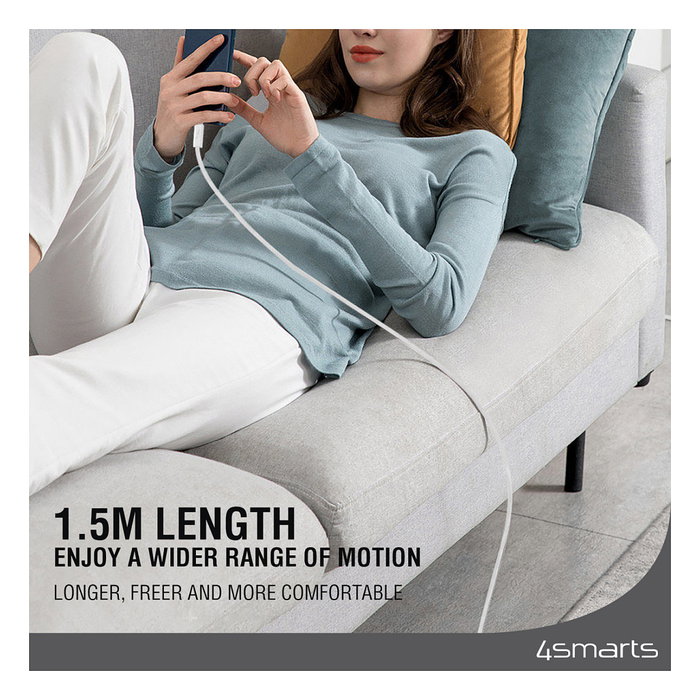 4smarts 540959 Cable USB-C a USB-C 240W 1.5m Blanco 10 Gbit/s USB 3.2 Gen 1 PremiumCord Carga Rapida