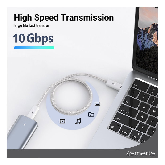 4smarts 540959 Cable USB-C a USB-C 240W 1.5m Blanco 10 Gbit/s USB 3.2 Gen 1 PremiumCord Carga Rapida
