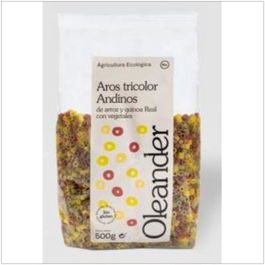 OLEANDER Aros Tricolor Andinos Arroz-Quinoa 500Gr. Pasta sin gluten con verduras