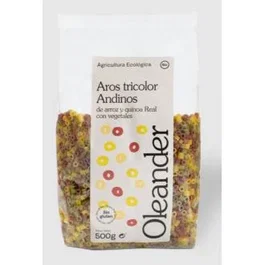 OLEANDER Aros Tricolor Andinos Arroz-Quinoa 500Gr. Pasta sin gluten con verduras