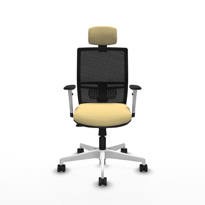 PIQUERAS Y CRESPO Silla de oficina Yunquera con mecanismo Sincro/Traslack, Crema y Negro