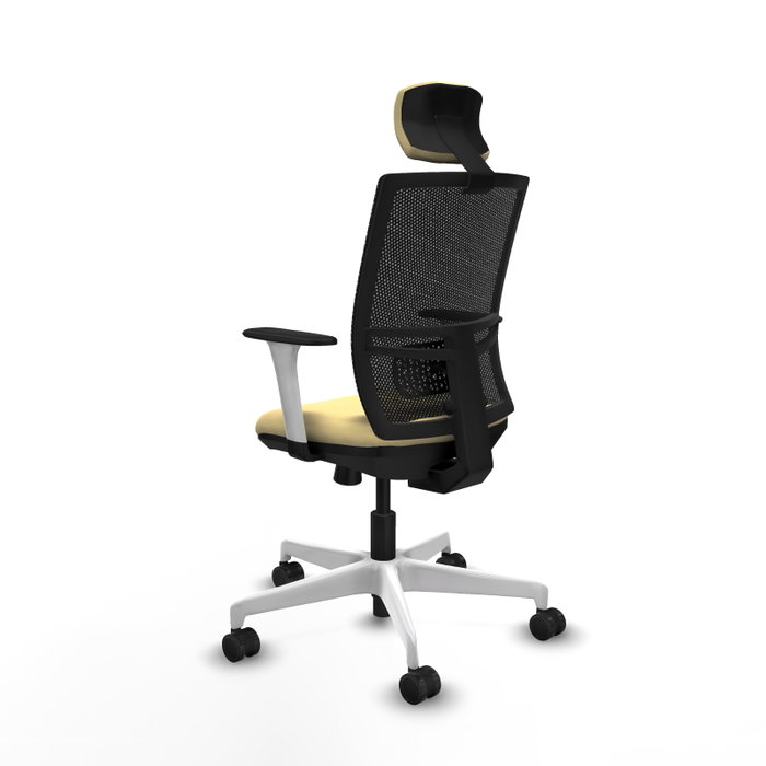 PIQUERAS Y CRESPO Silla de oficina Yunquera con mecanismo Sincro/Traslack, Crema y Negro