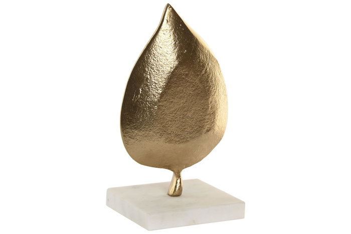 DKD Home Decor Decoración de Hoja en Aluminio y Mármol, Dorado y Blanco