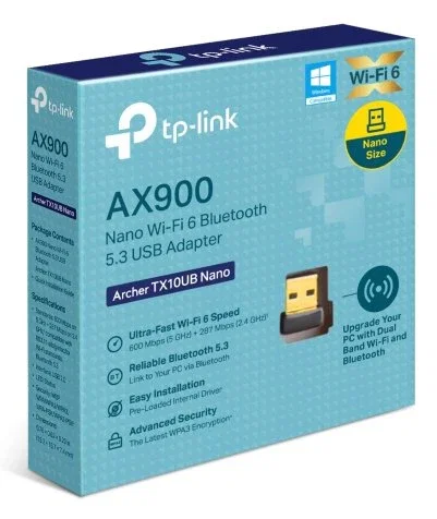 TP-Link Archer TX10UB Adaptador USB Nano Wi-Fi 6 AX1800 y Bluetooth 5.3, Dual-Banda 2.4GHz/5GHz, 600 Mbps, para PC/Portátil