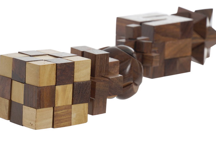 DKD Home Decor Set de 6 piezas de madera Sheesham y latón