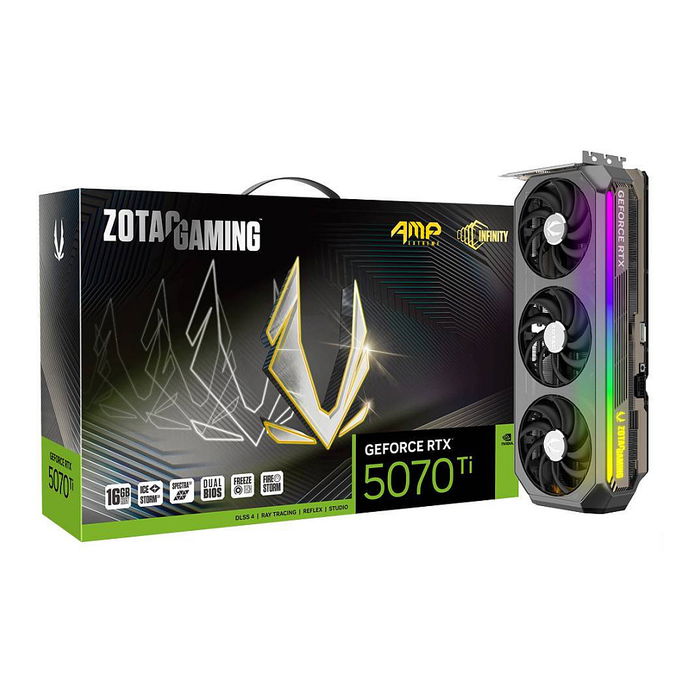 Zotac Tarjeta Gráfica Gaming GeForce RTX 5070 Ti AMP Extreme Infinity 16GB GDDR7 3Fan Zotac Tarjeta Gráfica Gaming GeForce RTX 5070 Ti AMP Extreme Infinity 16GB GDDR7 3Fan