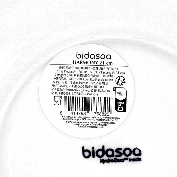 Bidasoa Plato Llano Harmony Hydrozero 21 cm Blanco Bidasoa Plato Llano Harmony Hydrozero 21 cm Blanco