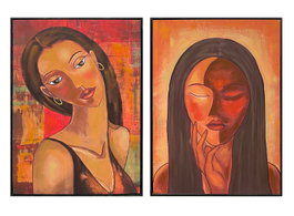 DKD Home Decor Cuadro Lienzo Mujer Abstracto Pack de 2