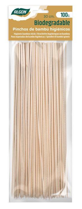 Algon Set 100 Pinchos Higiénicos Bambú 30 cm x 0.3 cm x 0.3 cm Algon (24 Unidades)