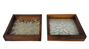 DKD Home Decor Bandeja Vaciabolsillos de Teca y Capiz 15x15x3 cm Surtido de 2