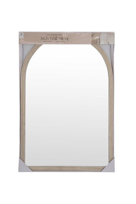 DKD Home Decor Set de 2 Espejos de Pared Simil Ratán Beige y Natural
