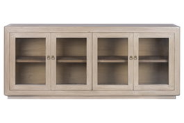 DKD Home Decor Buffet de Olmo Macizo y Cristal Natural 200x44x85 cm