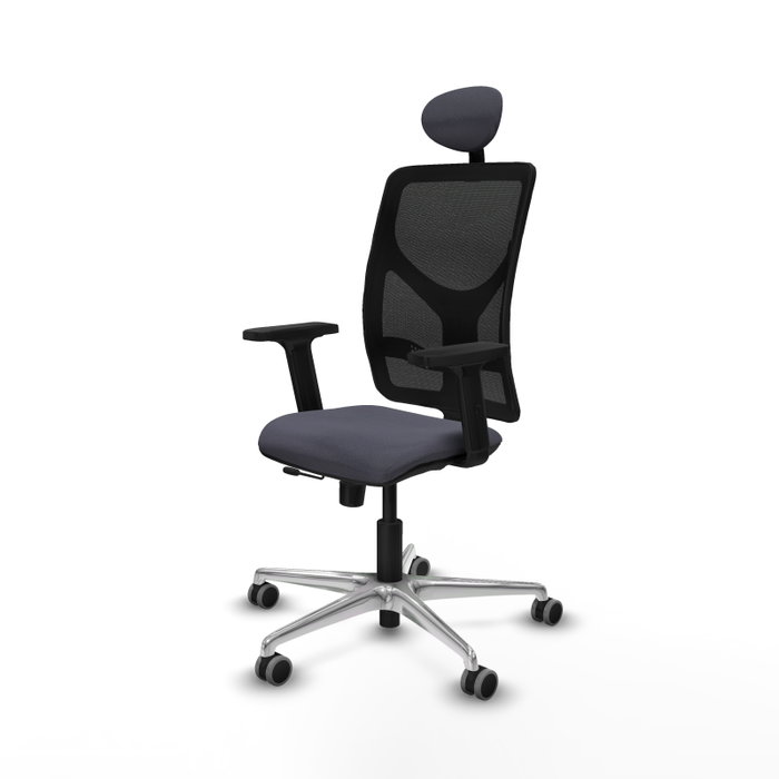 PIQUERAS Y CRESPO Silla de oficina Motilla con mecanismo Sincro/Traslack, Gris oscuro y Negro
