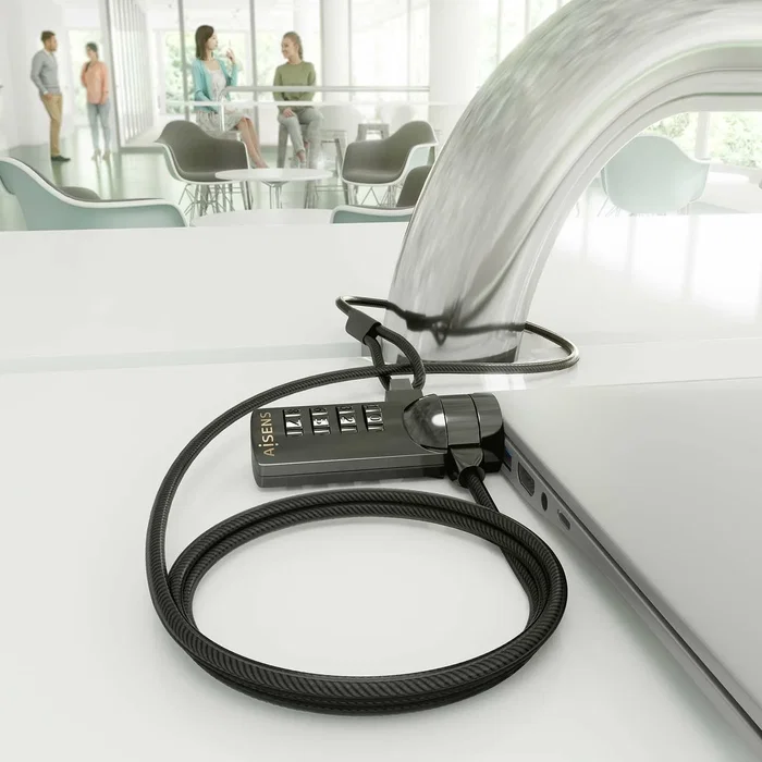 AISENS Cable de Seguridad con Combinación ASLK-D40N03-BK, 1,5 m, Negro