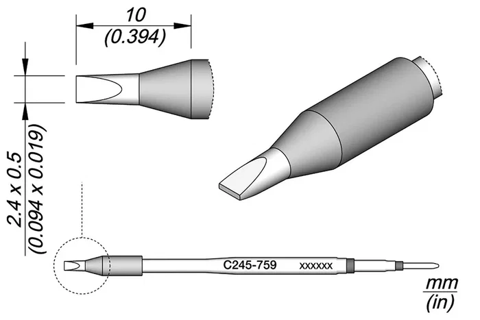 JBC TOOLS Punta de soldadura tipo destornillador 2,4x0,5mm JBC TOOLS Punta de soldadura tipo destornillador 2,4x0,5mm