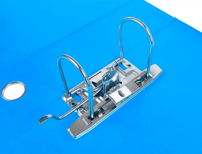 Liderpapel Archivador de Palanca A4 Filing System Forrado Celeste Lomo 80mm con Caja y Compresor Metálico