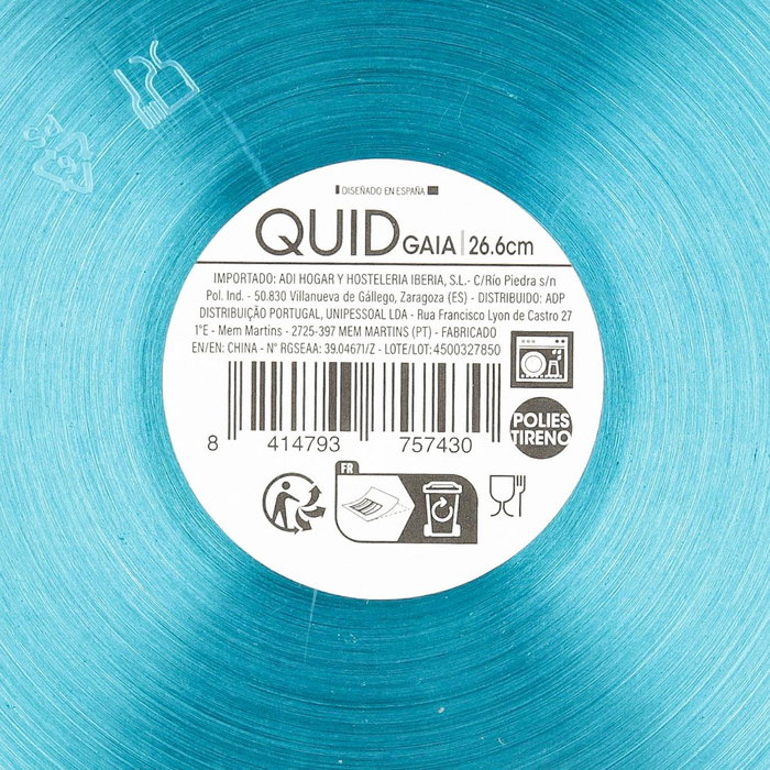 Quid Plato Gaia Turquesa 26 cm (12 Unidades) de Poliestireno