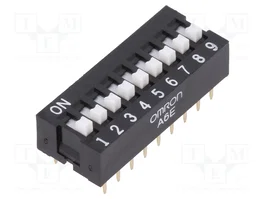 Aratas (Formerly Omron Components) Interruptor DIP-SWITCH A6E-9104 de 9 secciones