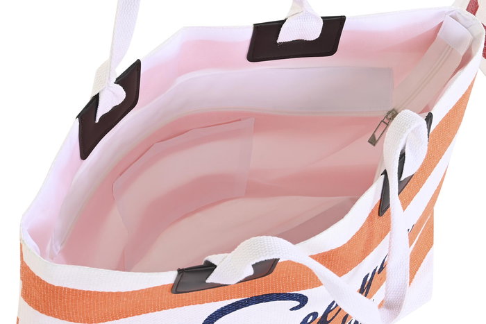 DKD Home Decor Bolso Mediterraneo Naranja Rojo Blanco 16 x 35 x 58 cm Poliester Fibra