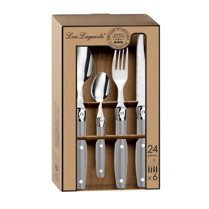 Set 24 Cubiertos Acero Inox+ Mango Pp Comptoir Lou Laguiole 18-0-1,5 mm Set 24 Cubiertos Acero Inox+ Mango Pp Comptoir Lou Laguiole 18-0-1,5 mm