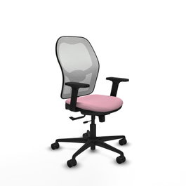 PIQUERAS Y CRESPO Silla de oficina Jorquera Rosa y Blanca con mecanismo Sincro/Traslack