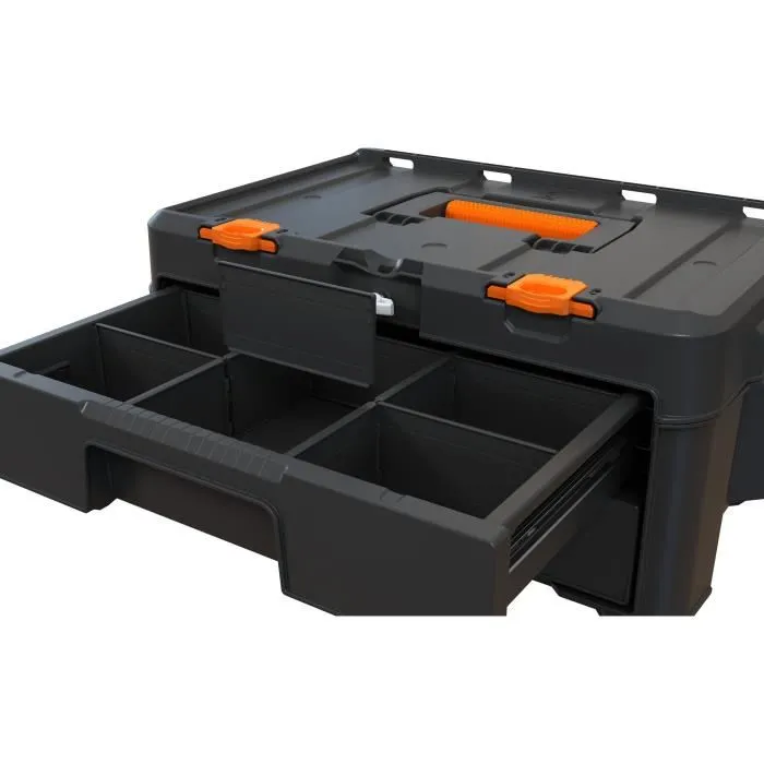 Work Team Mueble de almacenaje WORX BY KETER STACK N ROLL con 2 cajones, Negro, 48 x 33 x 23 cm