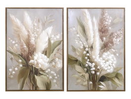 DKD Home Decor Set de 2 Cuadros Lienzo Ramo Enmarcado 50x70 cm