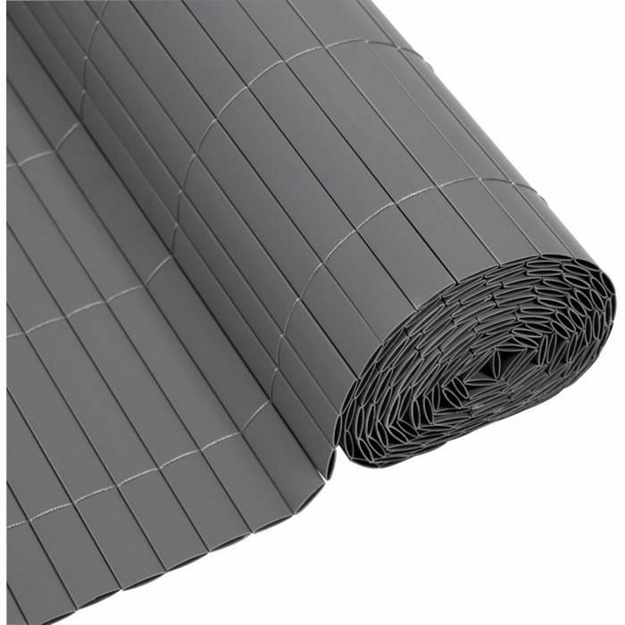 Nature Biombo de caña de PVC de doble cara Gris claro 1 x 3 m Nature Biombo de caña de PVC de doble cara Gris claro 1 x 3 m