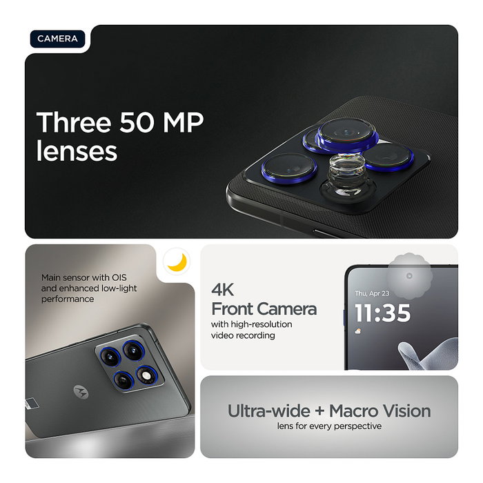 Motorola edge 70 Smartphone, 6.7" Pantalla AMOLED 120Hz, Snapdragon 7 Gen 4, 8GB RAM + 256GB, Cámara Dual 50MP, 5G, Batería 4800mAh, Android 16.0, Color Gris, Modelo XT2601-2