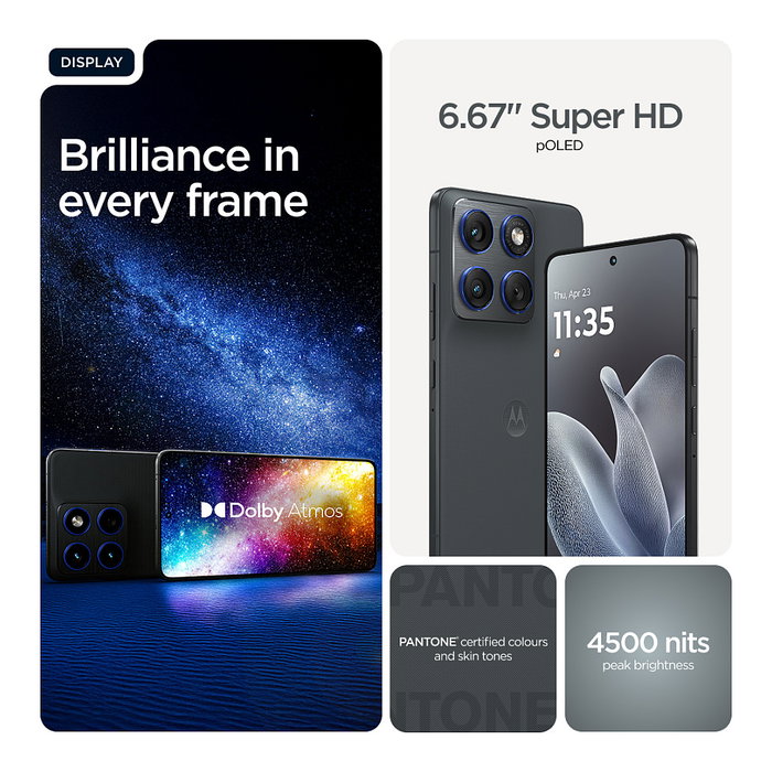 Motorola edge 70 Smartphone, 6.7" Pantalla AMOLED 120Hz, Snapdragon 7 Gen 4, 8GB RAM + 256GB, Cámara Dual 50MP, 5G, Batería 4800mAh, Android 16.0, Color Gris, Modelo XT2601-2