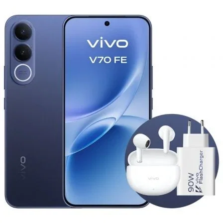 Vivo Vivo V70 FE Smartphone 8GB RAM 512GB 6.83" Pantalla AMOLED 120Hz 5G Azul + Auriculares Buds Air 3 + Cargador 90W