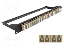 DeLOCK Panel de parches de fibra 19″ 24 puertos LC Quad beige/negro