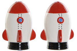 DKD Home Decor Set de 2 Saleros y Pimenteros de Dolomita Blanco y Rojo