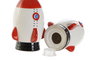 DKD Home Decor Set de 2 Saleros y Pimenteros de Dolomita Blanco y Rojo