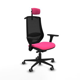 PIQUERAS Y CRESPO Silla de oficina Mardos con mecanismo Sincro/Traslack, Rosa y Negro