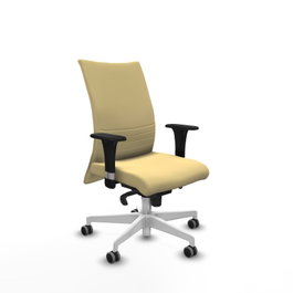 PIQUERAS Y CRESPO Silla Albacete Confidente Crema con Mecanismo Sincro y Base Blanca