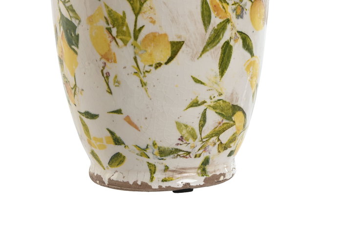 DKD Home Decor Jarrón de Gres Limones Amarillo