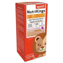 DIETMED Nutrikings Apetit 150ml - Estimulante del Apetito con Jalea Real, Aceite de Hígado de Bacalao y Vitaminas para Niños y Bebés - Sabor Frutas del Bosque