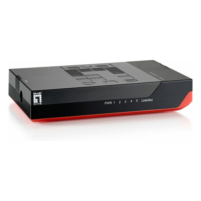 Level One GSW-0507 Gigabit Switch de 5 puertos, Negro/Rojo