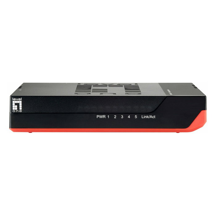 Level One GSW-0507 Gigabit Switch de 5 puertos, Negro/Rojo