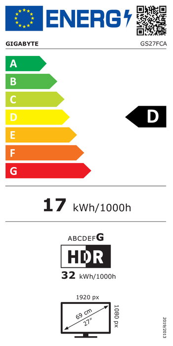 Gigabyte GS27FCA Monitor Gaming Curvo 68,6cm (27") FHD 200Hz 1ms FreeSync Premium HDR Ready HDMI 2.0 DisplayPort 1.4 VA