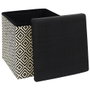 Home Deco Factory Mirage Caja-Puf Plegable Trenzado Negro con Tapa 38x38 cm
